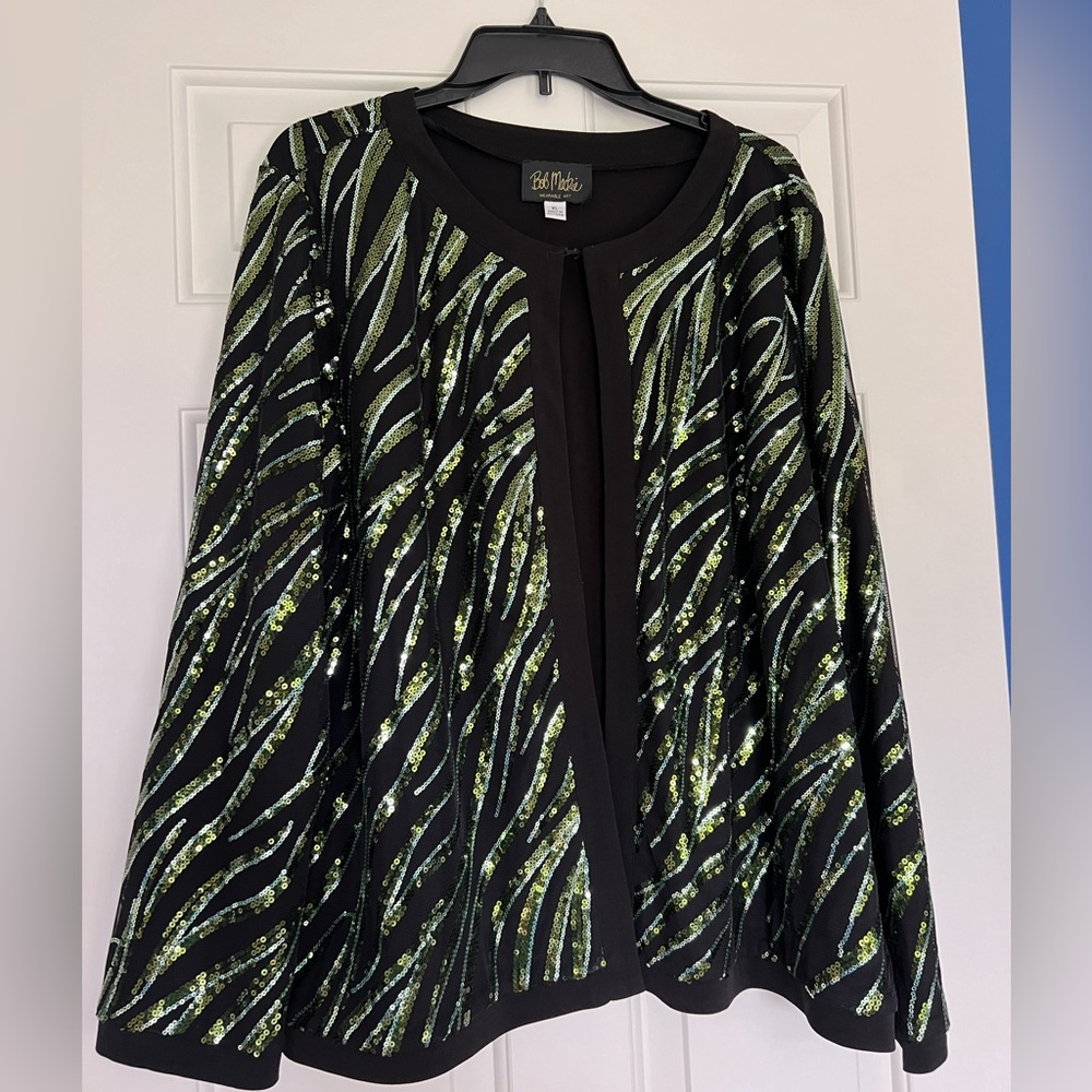 Vintage Bob Mackie green sequin jacket - XL